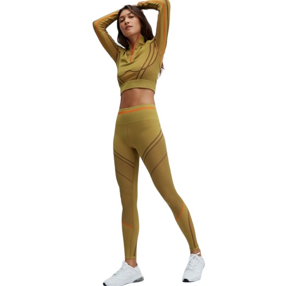 Fabletics High-Waisted Seamless Jacquard Chartreuse Legging Tights W-467 Size M - Picture 2 of 12